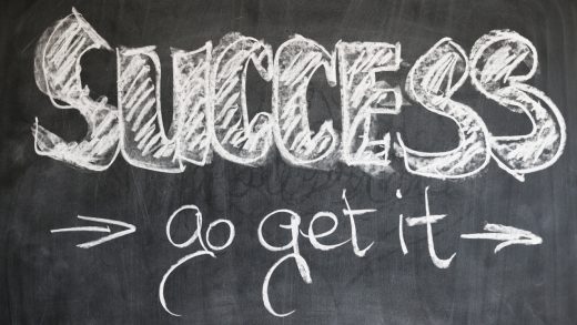 Success written on chalk board. Motivational to achieve your dreams