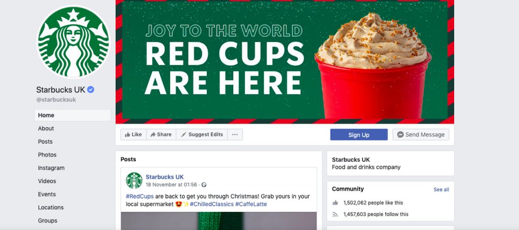 Starbucks Facebook Page